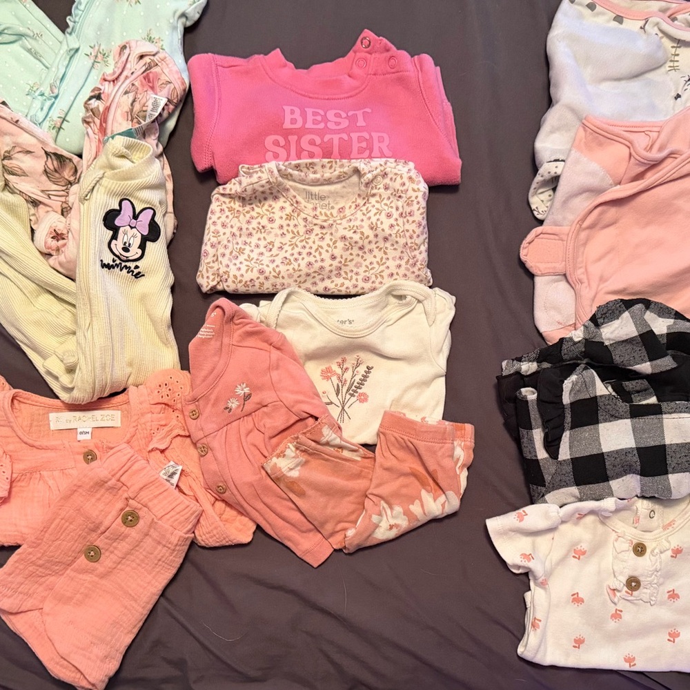 Baby Clothing Bundle with Pink and Floral Designs